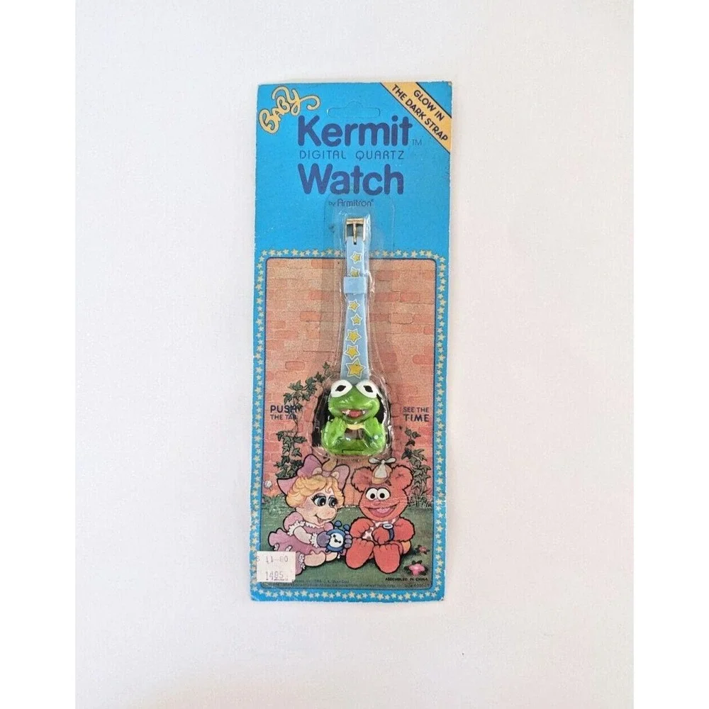 Vintage 1987 Baby Kermit The Frog Digital Watch Henson Productions Muppet Babies